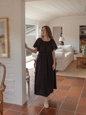 Gillian Stevens Black Maxi Dress with Tie Waist
